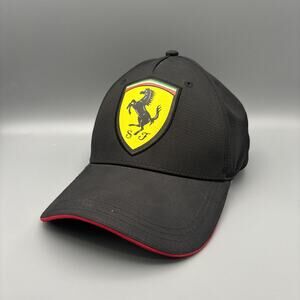 Scuderia Ferrari Hat Adjustable Strapback Baseball Cap Big Logo Black